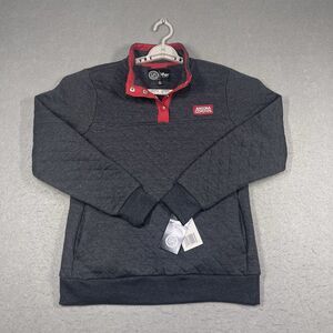 Ariozna Coyotes Sweatshirt Womens Medium Gray Logo Spell Out Quilted Snap NHL